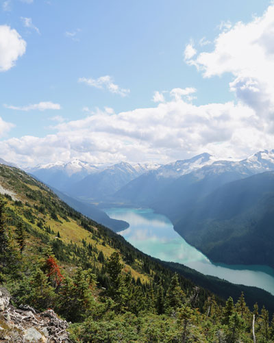 View of green lake in Whistler, BC